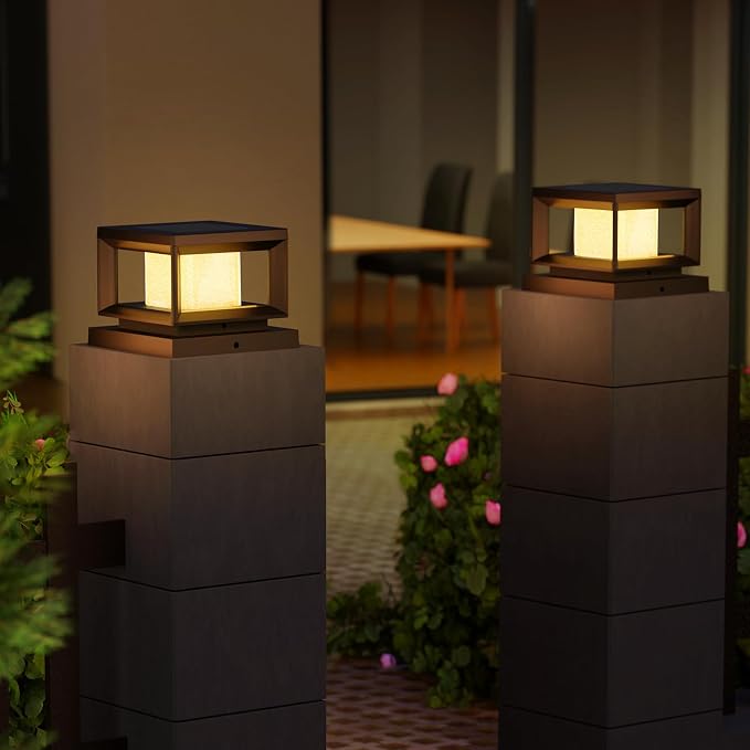 10 Pack Solar Post Lights, 4x4 6x6 Wooden Vinyl Fence Cap, Black | Waterproof, Shinning Effect, Large Lighting Area Deck Light, Only Fit Three True Size Post: 3.5''x3.5'', 4''x4'', 5.5''x5.5''