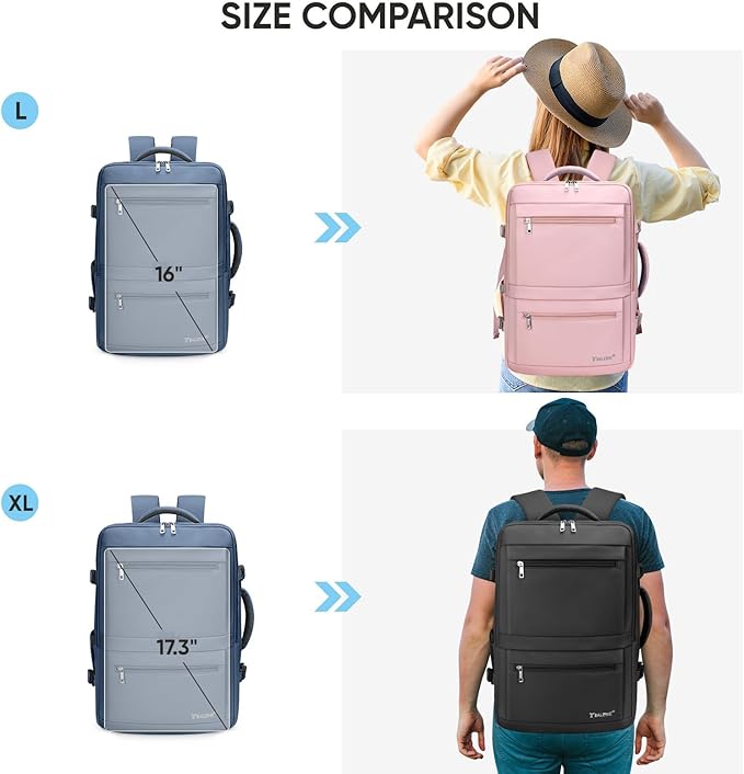 BALEINE Travel Backpack for Women Men, Large Sturdy Carry On Laptop Backpack Gifts for Business, Casual, Weekender, Hiking (Large, Dusty Blue)