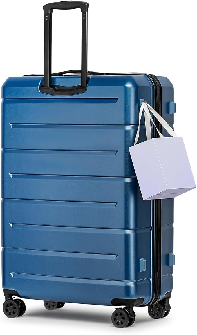 KYME Large Suitcases with Wheels Hardshell 28 Inch Luggage TSA Approved Big Checked Luggage Durable Travel Rolling Suitcase for Women Men Light Blue