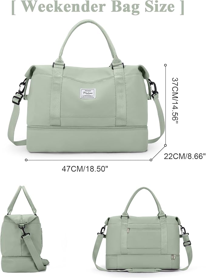 Travel Duffel Bag with Shoes Compartment, Carry on Overnight Weekender Bags for Women, For Spirit Airlines 18x14x8 Personal Item Bag
