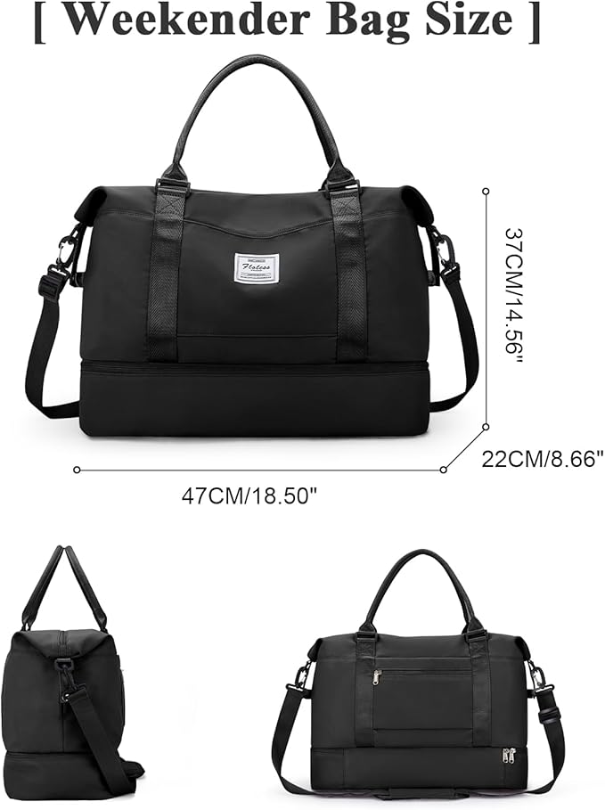 Travel Duffel Bag with Shoes Compartment, Carry on Overnight Weekender Bags for Women, For Spirit Airlines 18x14x8 Personal Item Bag