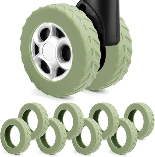 UMUST 8Pcs Luggage Wheel Covers,Silicone Suitcase Cover for 2-2.4'' Spinner Wheel, Carry On Luggage Wheels Protector,Upgrade Suitcase Wheels Protective,Essential Travel Accessories(Green)
