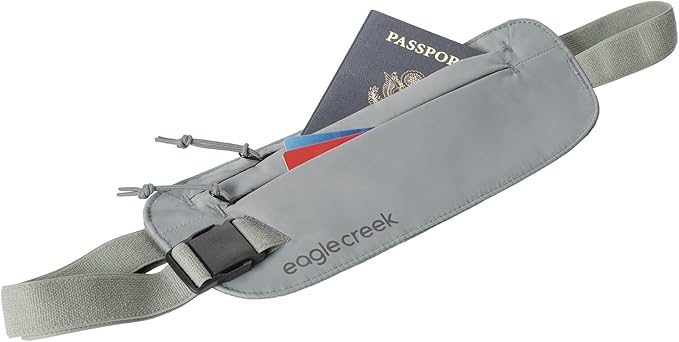 Eagle Creek Undercover RFID Money Belt – Slim Travel Waist Pouch with RFID Blocking – Secure Passport, Cards & Cash – Adjustable Strap – Lightweight & Discreet – Storm Grey