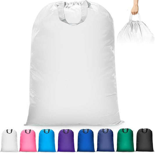 Extra Large Heavy Duty Laundry Bag - 28" x 40", Travel Laundry Bag for Dirty Clothes, Camping (White)