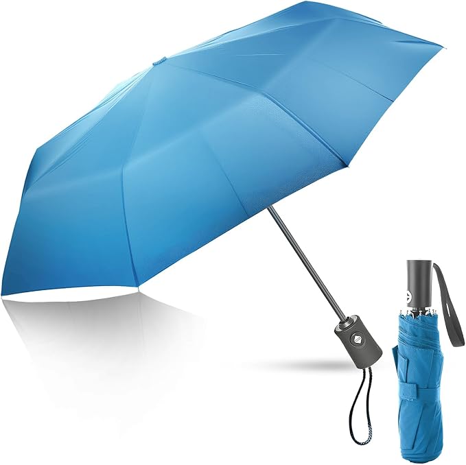 Travel Compact Umbrella, Folding Travel Umbrella for Rain and Shine Small, Windproof Automatic Open/Close, Portable Umbrellas