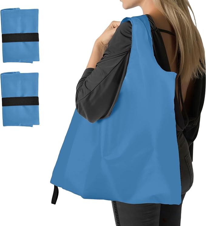 Washable Reusable Grocery Bags, Foldable Reusable Shopping Bags, Polyester Tote, Pocket Size Carrier