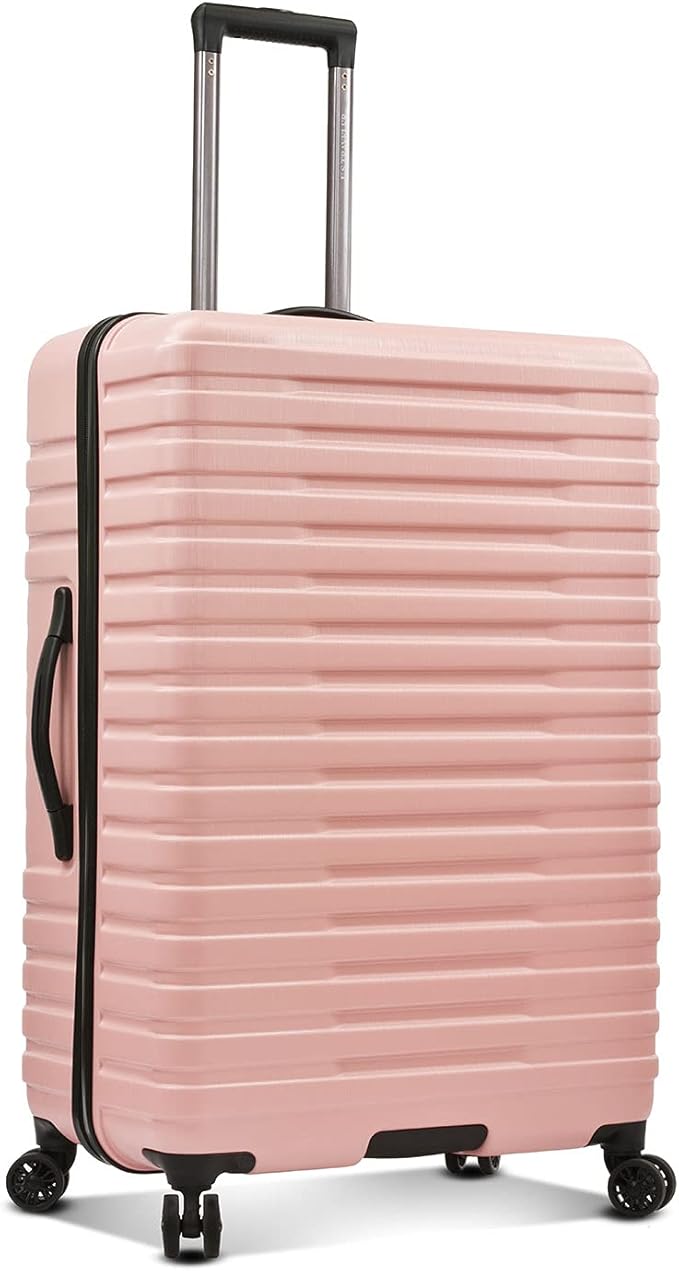 U.S. Traveler Boren Expandable Hardside Rugged Travel Luggage with 8 Spinner Wheels, Rose Pink, Checked-Large 30-Inch
