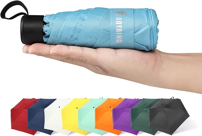 GAOYAING Small Mini Umbrella with Case Light Compact Design Perfect for Travel Lightweight Portable Parasol Outdoor Sun&Rain Umbrellas 34 Inches