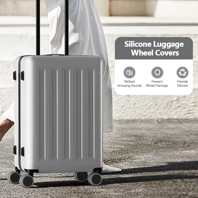 TUCANA Silicone Luggage Wheel Covers for Suitcases or Office Chair Caster, Elastic, Mute and Shockproof (Gray)