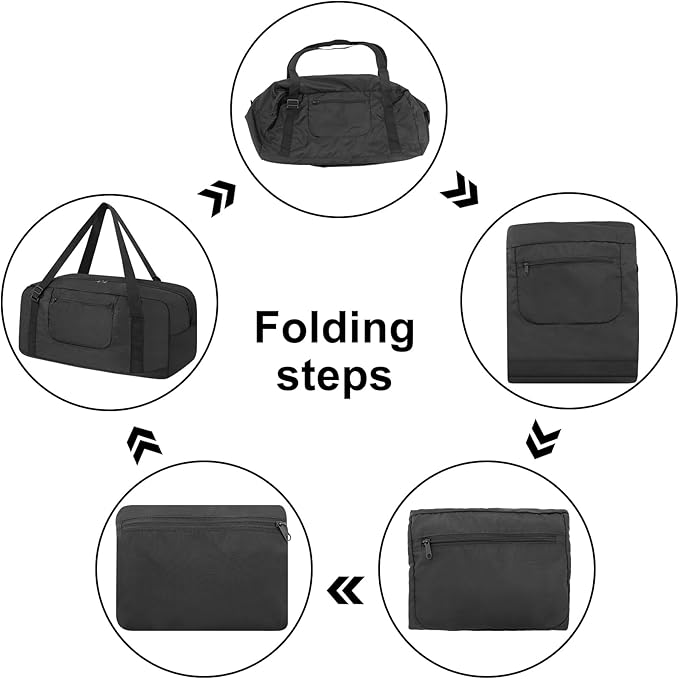 HOLYLUCK Foldable Travel Duffel Bag For Women & Men Luggage Great for Gym - large black