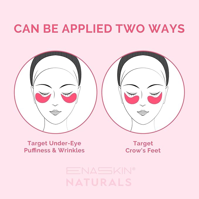 Enaskin Naturals Under Eye Patches for Dark Circles: 60 Pairs Caffeine Eye Gels Mask - Reduce Wrinkles Puffy & Bags - Skin Treatment Pads - Anti Aging Moisturizer For Women (Pink 2 Pack)