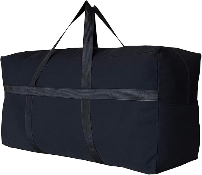 Extra Large Storage Canvas Duffle Bag for Travel, Black Oversized Giant Big Traveling Duffle Bag