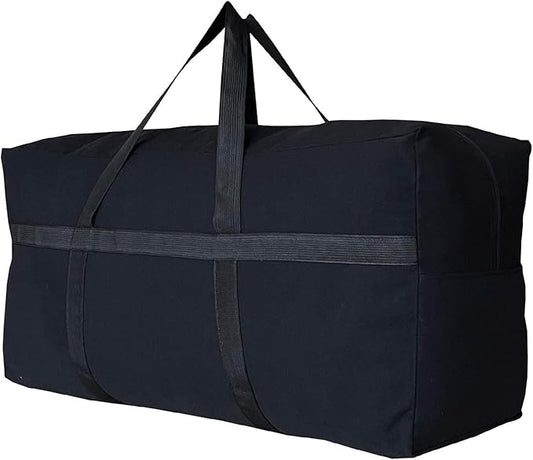 Extra Large Storage Canvas Duffle Bag for Travel, Black Oversized Giant Big Traveling Duffle Bag