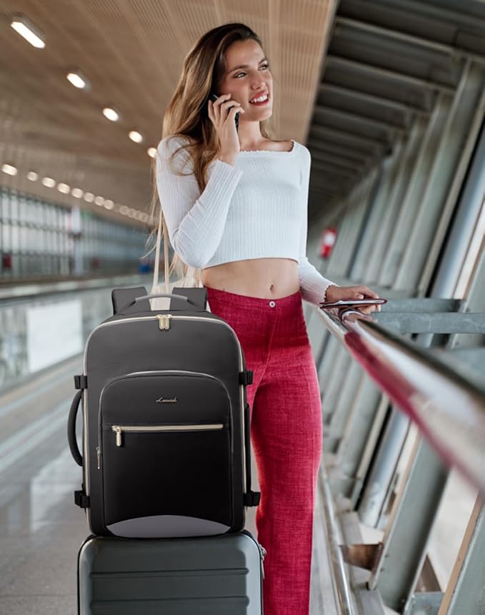 LOVEVOOK 50L Travel Backpack for Women Men,Waterproof Airline Approved Carry On Luggage Travel Essentials,TSA Carry On Backpack Personal Item Travel Bag Suitcase Weekender Traveling with Packing Cubes