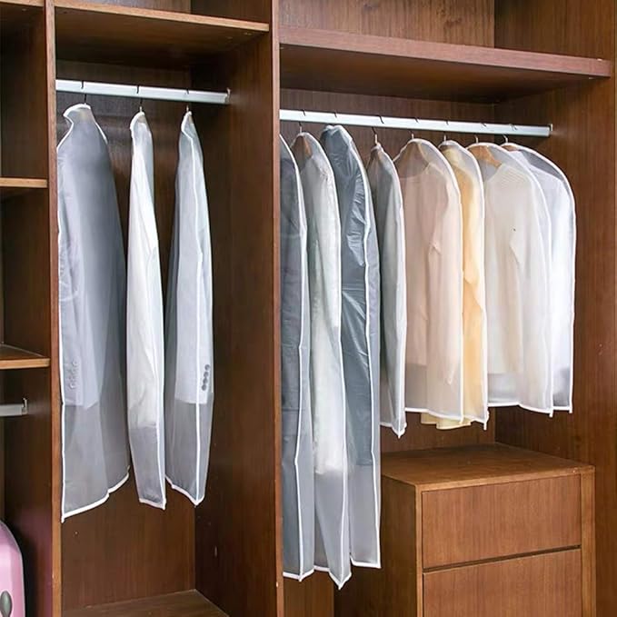 Garment Bags for Hanging Clothes (Set of 12) Travel Garment Bag with Zip Clothes Garmet Bag Shirt Suit Travel Bags for Men Closet Cover for Open Closet Storage (White 24'' x 48'')