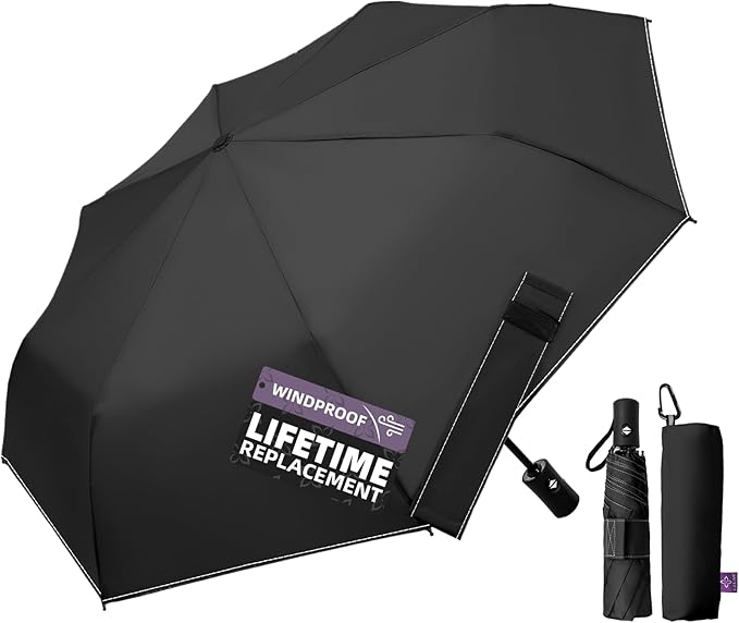 Compact Travel Windproof Umbrella, 43" Auto open/close Folding Quick Dry Umbrellas for Rain, Lightweight Portable Small for Backpack Car, Thoughtful Gift for Women Men Kids, TSA Approved