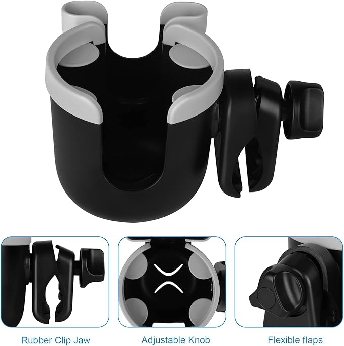 Accmor Stroller Cup Holder with Phone Holder, Bike Cup Holder, Universal Cup Holder for Uppababy Nuna Doona Strollers, 2-in-1 Cup Phone Holder for Stroller Bike Wheelchair Walker Accessory