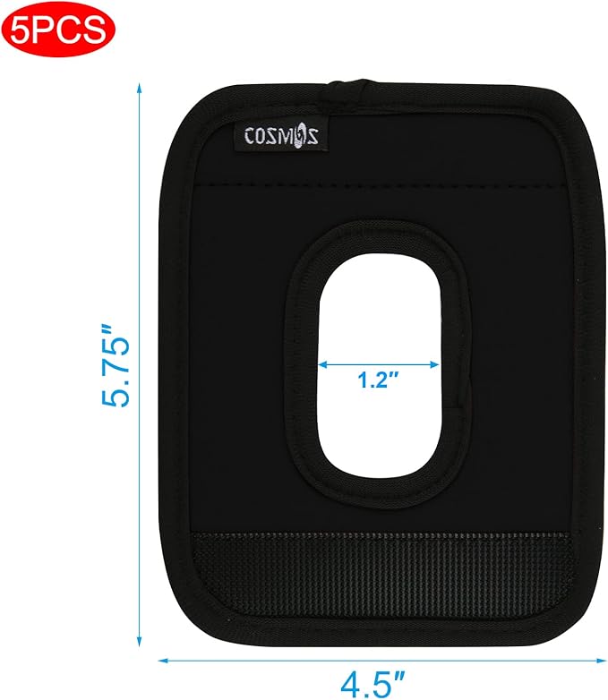 Cosmos 5 Pcs Neoprene Luggage Handle Wrap Soft Grip Handle Cover Luggage Identifier with Hollow Design for Push-Button Handle Trolley Handle and Travel Suitcase Trolley Case (Black)