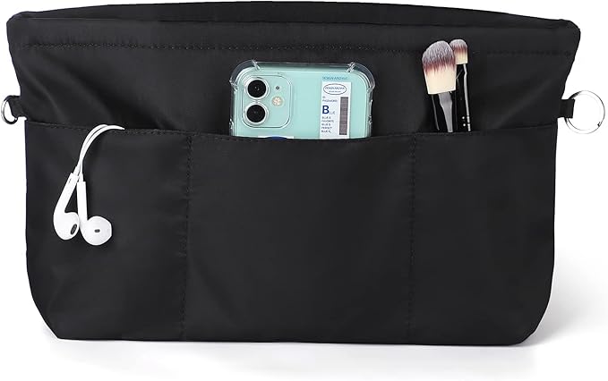 Sightor Nylon Handbag Organizer Insert - Purse Tote Shaper in Bag (Black, Medium)