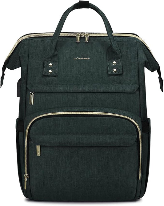 LOVEVOOK Laptop Backpack for Women,15.6 Inch Professional Womens Travel Backpack Purse Computer Laptop Bag Nurse Teacher Backpack,Waterproof Work Bags Carry on Back Pack with USB Port,Dark Green