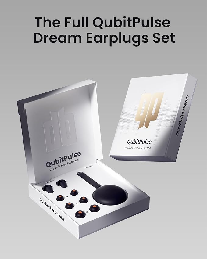 Ear Plugs for Sleeping All-Night Wear without Ear Pain Side Sleeper Patent Qufits Eartips Ultra-Comfy Reusable Earplugs for Sleep, Focus, Study, Travel, 23dB Noise Reduction - Black