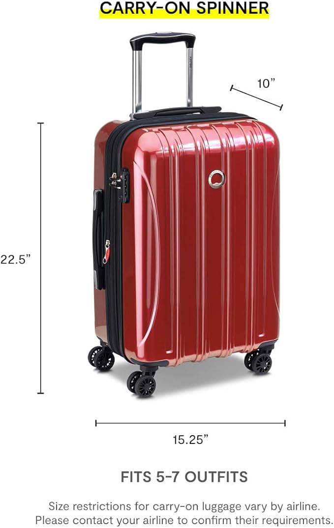 DELSEY PARIS Helium Aero Hardside Expandable Luggage with Spinner Wheels, Brick Red, Carry-On Plus 21 Inch