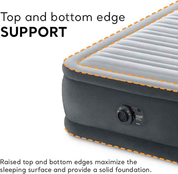Intex Twin Size Air Mattress, 18in Height, Built-in Pump, Dura-Beam Deluxe Comfort-Plush - Portable Inflatable Blow-up Bed for Camping, Travel, Guests