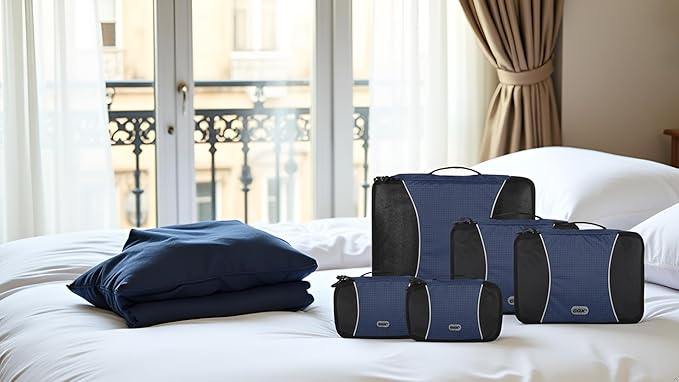 GOX Ultra Light 5 piece Packing Cubes Travel Luggage Organizer 1 Large 2 Medium 2 Small