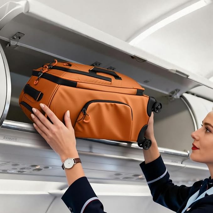 22" Luggage, Softside Suitcase w/Double Spinner Wheels, Waterproof,Lightweight Rolling Suitcases for Men/Women（Orange,22in）
