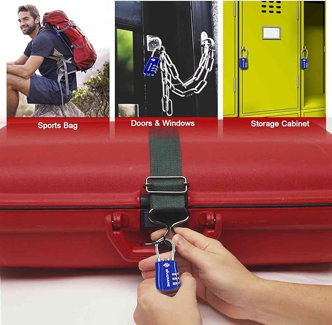 GIVERARE 2 Pack TSA Approved Luggage Locks, Combination Travel Cable Lock, Re-settable 3-Digit Padlocks with Alloy Body, Keyless TSA Padlock for Gym Locker, Golf Bag Case-Blue