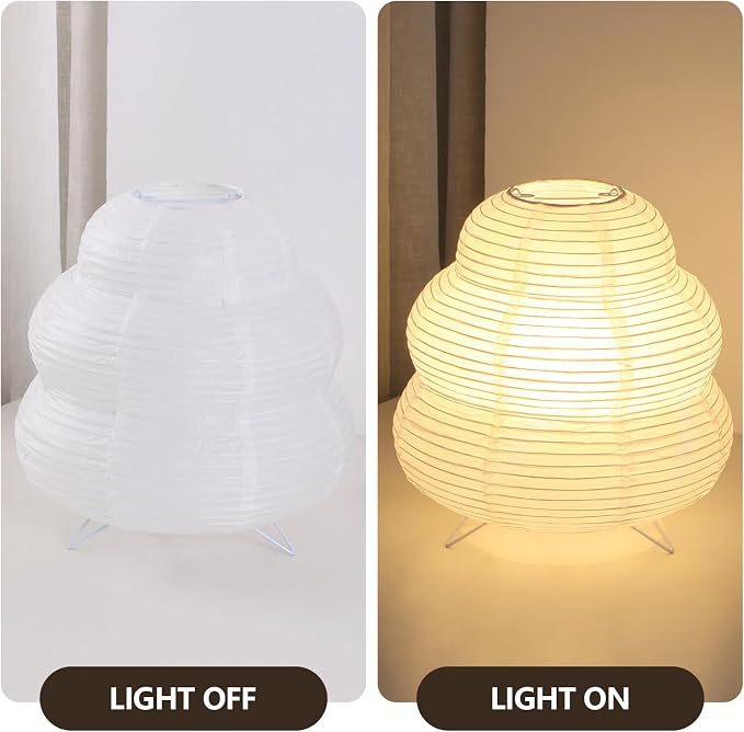 Small Paper Lamp, Japanese Lantern Table Lamp, Paper Table Lamp, Cute Lamp for Desk Bedrooms Bedside(Bulb Included)