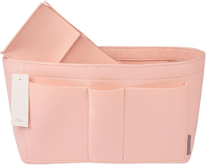 ZTUJO Purse Organizer Insert, Felt Bag Organizer For Handbag Purse Organizer,13 Colors, 6 Size (X-Large, Brush Pink)