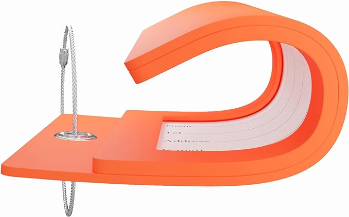 Gostwo 2 Pack Luggage Tags for Suitcases, 26 Initial Letter Travel Luggage Baggage Identification Labels ID Tag Fully Bendable Tags with Stainless Steel Loop (Orange) (Letter A)