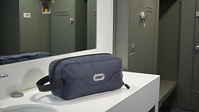 GOX Travel Small Toiletry Bag for Men Nylon Dopp Kit Medicine Bag Organizer Pouch Shave Kits for Teens Bathroom Compact Navy 9.8 * 4.3 * 3.3 Inches