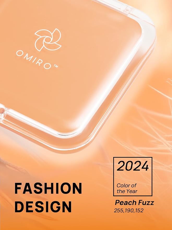 OMIRO Folding Compact Mirror, 1X/30X Magnification 3½” Pocket Size Square Hand Mirror for Travel Makeup (Peach Fuzz)
