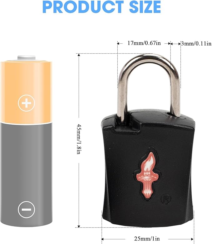 TSA Approved Locks (6-Pack) - Luggage Lock TSA Approved for Suitcases, Gym Lockers & School Backpacks | Ultra-Slim 1.5” ABS Travel Lock | Anti-Theft Secure