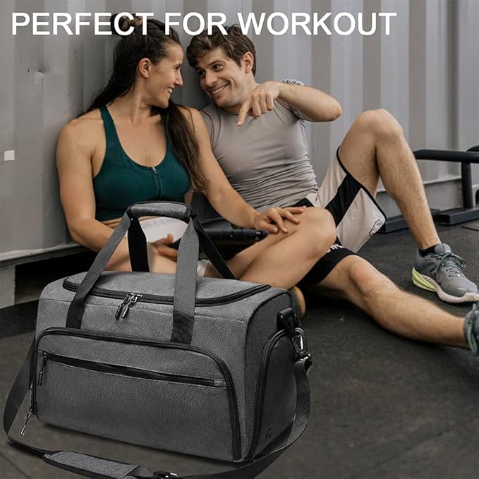 Gym Bag for Men Women, Sports Duffle Bags with Wet Pocket & Shoes Compartment, Water Resistant Overnight Duffel Bag