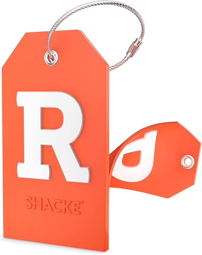 Shacke Initial Luggage Tag with Full Privacy Cover and Stainless Steel Loop – (Letter R)