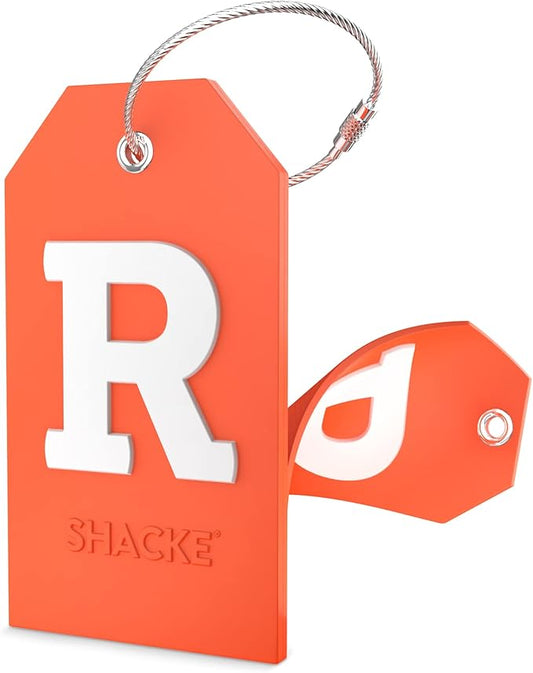 Shacke Initial Luggage Tag with Full Privacy Cover and Stainless Steel Loop – (Letter R)