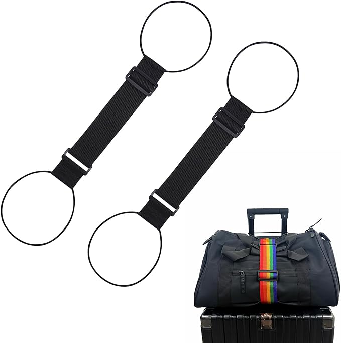 2 PCS Luggage Straps for Suitcase, Luggage Connector Straps,Multi-Functional Adjustable Durable Elastic Straps (Black)