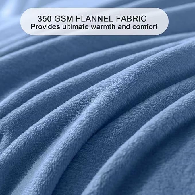 Soft Queen Size Blanket for All Season Warm Fuzzy Microplush Lightweight Thermal Fleece Summer Autumn Fall Winter Spring Blankets for Queen Full Bed Couch Sofa,90x90 Inches,Washed Blue