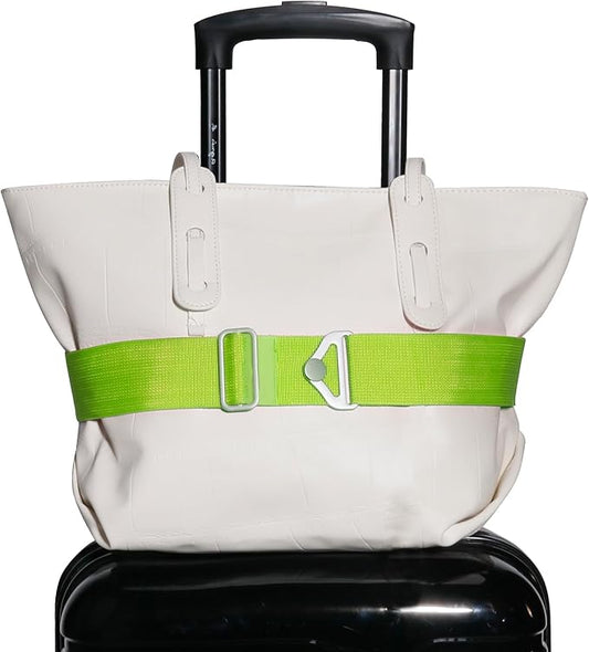 TOOVREN 2-in-1 Travel Belt for Luggage Straps Add a Bag Bungees Suitcase Luggage Strap Over Handle Suitcases Belt for Carry On Bag Adjustable Backpack Attachment Airport Travel Accessories Green