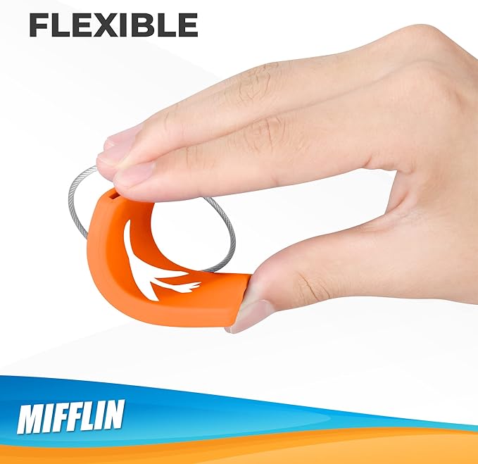 Mifflin-USA Silicone Luggage Tags (Orange, 2 Pack) with Plane Embedded Design & Name ID Card; Bright Colors to Quickly Find Your Bag