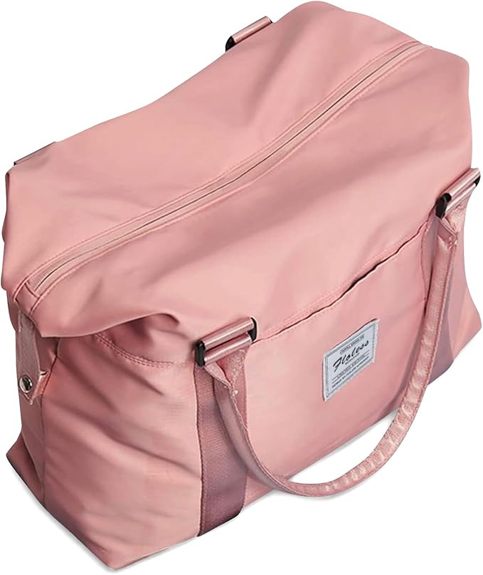 Womens travel bags, weekender carry on for women, sports Gym Bag, workout duffel bag, overnight shoulder Bag fit 15.6 inch Laptop Pink Large