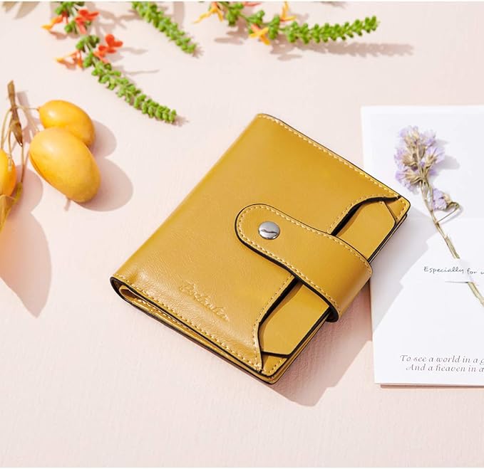 BOSTANTEN Women Leather Wallet RFID Blocking Small Bifold Zipper Pocket Wallet Card Case Purse with ID Window