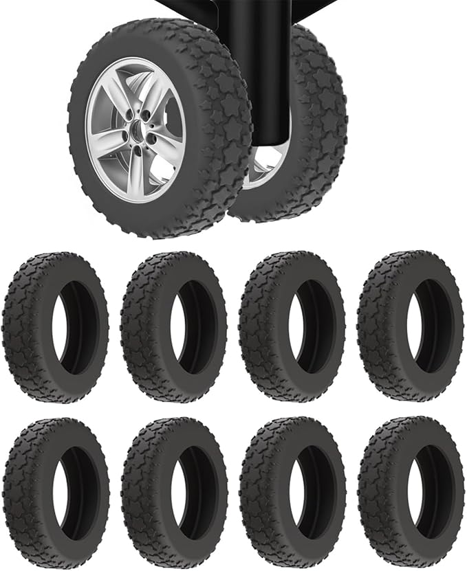 8PCS Luggage Wheel Protector,Silicone Protective Covers for 2-2.4" Spinner Wheels Anti-Slip,Ultra-Quiet&Upgraded Wear-Resistant Travel Accessories(Black)