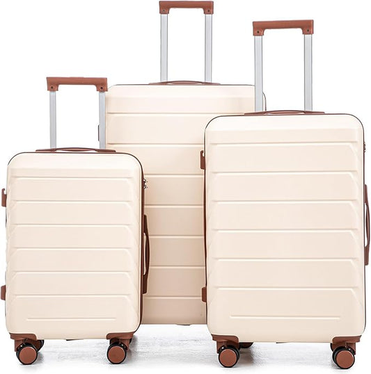Luggage Sets 3 Piece Suitcase Set, ABS Hardside Carry-on, Checked Luggage, Lock