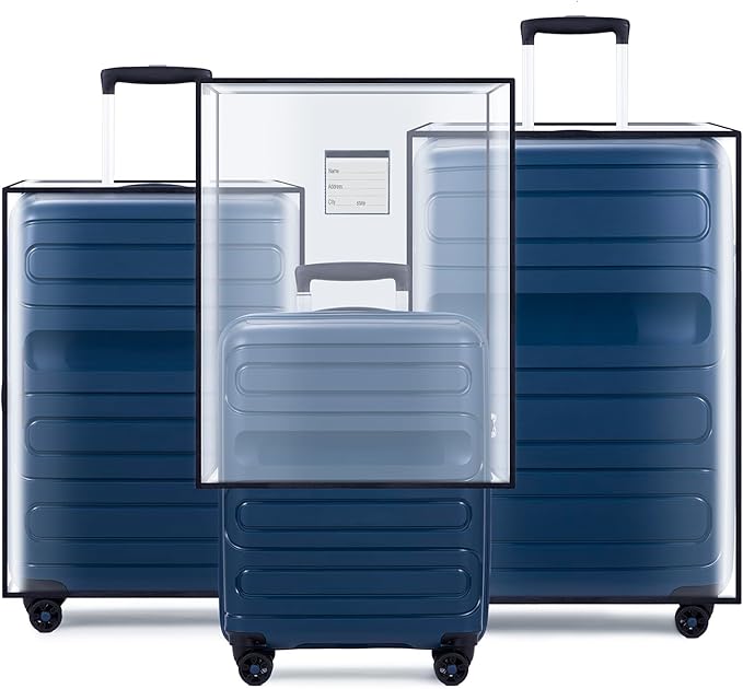 3 Pieces Thicken Clear Luggage Cover Protector with Tag Pocket, 20" 24" 28" PVC Luggage Covers for Suitcase Waterproof Dustproof Anti-scratch Travel Suitcase Covers Case for Wheeled Luggage