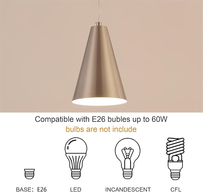 Brushed Nickel Plug In Pendant Light,Hanging Lights with Plug In Cord On/Off Switch, Mini Silver Pendant Lights for Kitchen Island,Modern Chandelier with Metal Shade,Hanging Lamps for Bedroom