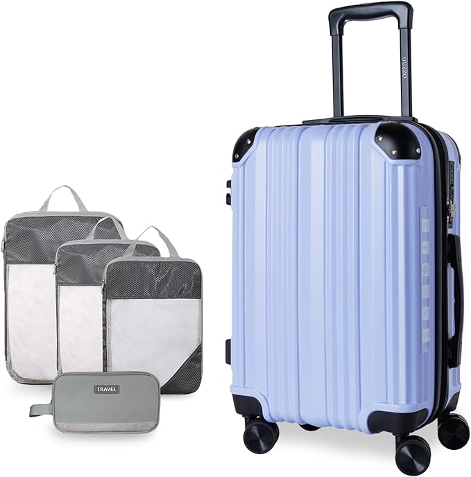 OUZZO 24 Inch Expandable Luggage Medium Checked Luggage Hardshell Suitcases with Double Spinner Wheels Lightweight Travel Luggage TSA Approved for Women Men Business Trip